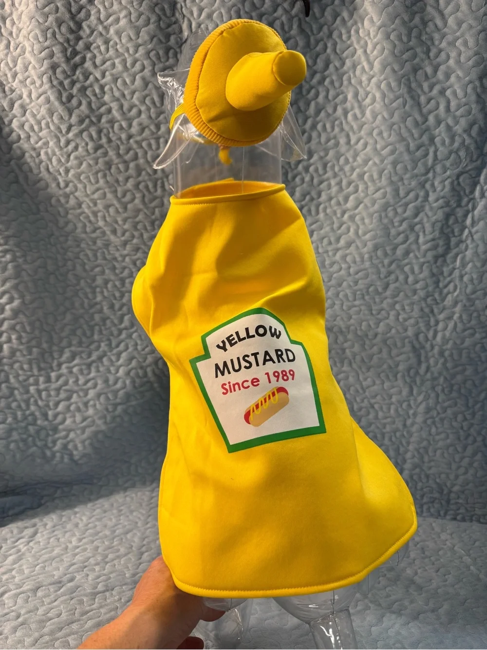 Yellow Dog Costume costume with Squeeze Bottle Hood